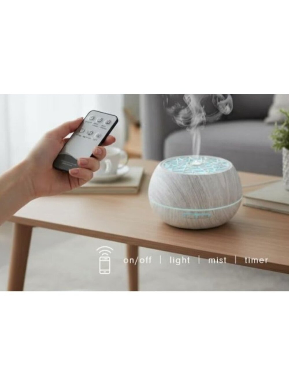 Essential Oil Diffuser Timer 7-Color LED Night Light Remote Control Auto-Off